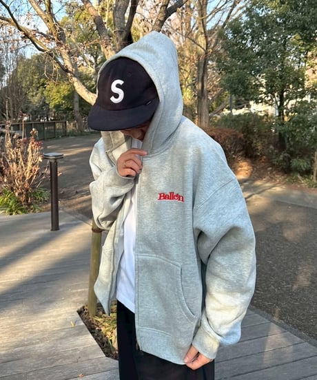 balloon logo box zip hoodie