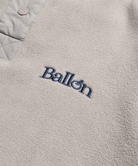 balloon fleece half button pullover / Grey