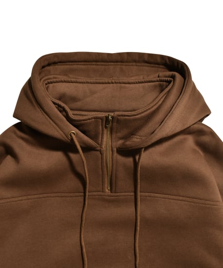 balloon half zip hoodie / Brown