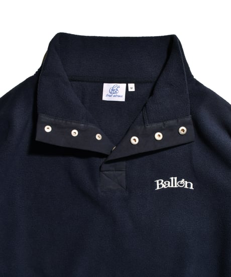 balloon fleece half button pullover / Navy