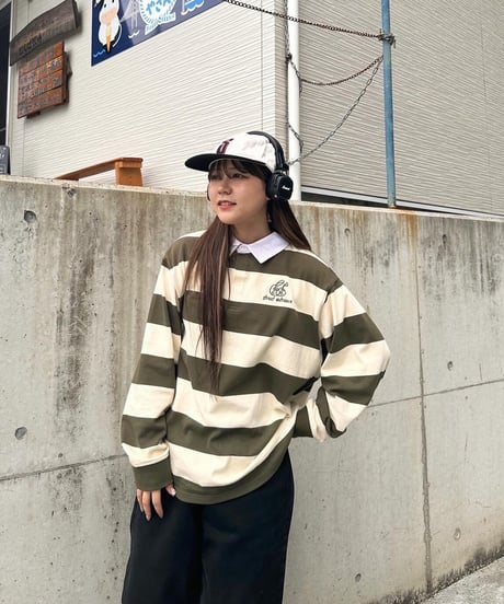 balloon rugger shirt / Khaki × Ivory