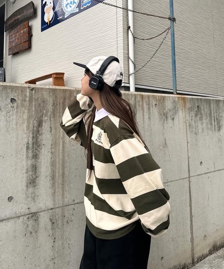 balloon rugger shirt / Khaki × Ivory