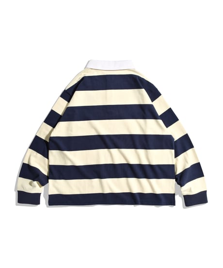 balloon rugger shirt / Navy × Ivory