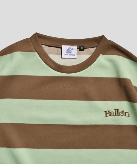 balloon border long tee / Brown × Mint