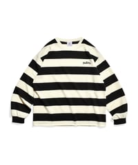 balloon border long tee / Black × Ivory