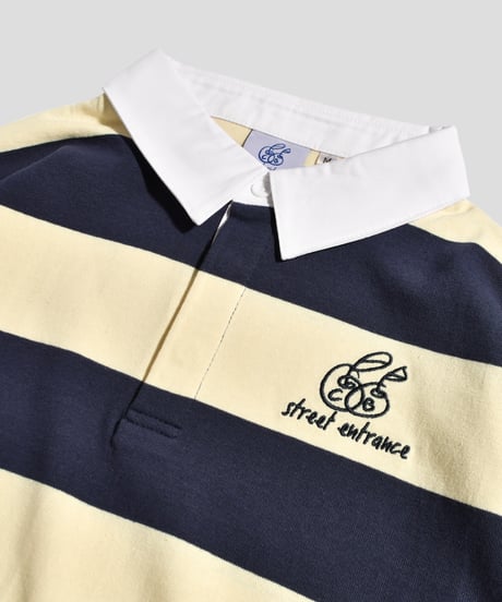 balloon rugger shirt / Navy × Ivory