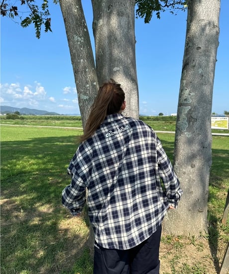 balloon plaid shirt / Navy
