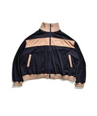 balloon track jacket / Navy × Beige