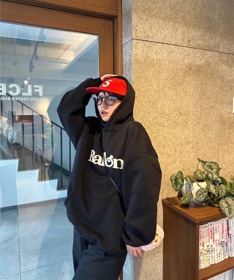 balloon logo foaming hoodie