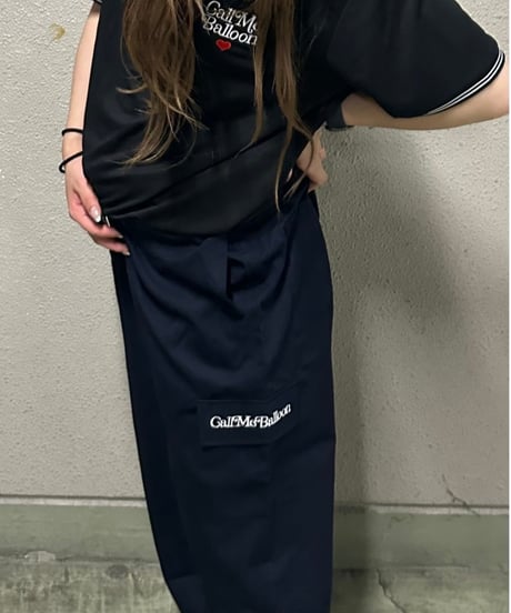 balloon easy wide cargo pants / navy