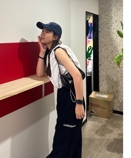 balloon easy wide cargo pants / navy