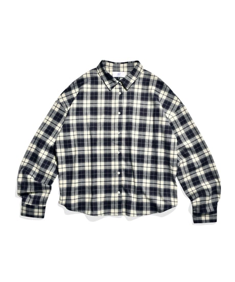 balloon plaid shirt / Navy
