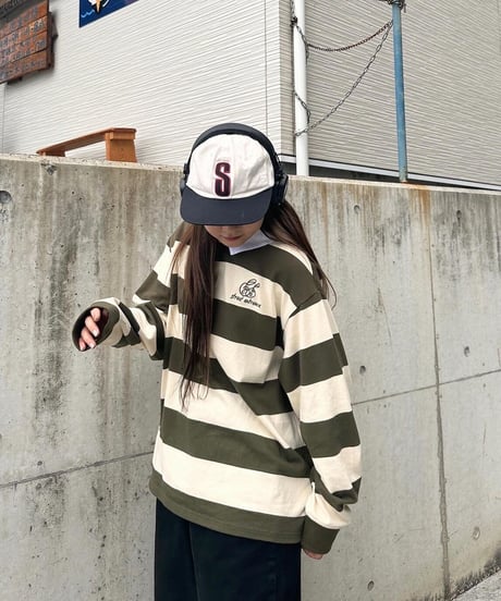 balloon rugger shirt / Khaki × Ivory