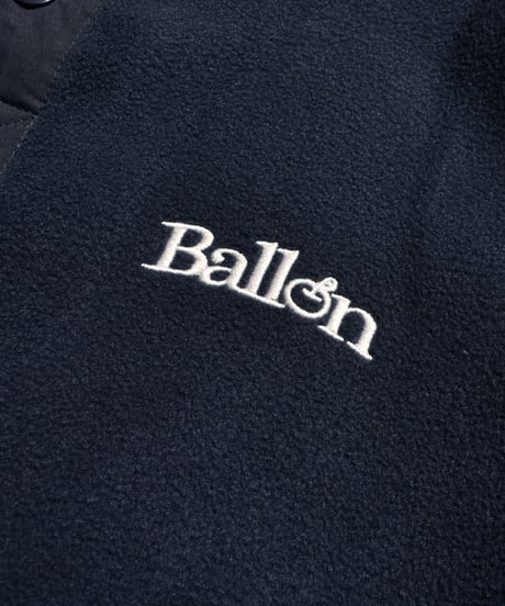 balloon fleece half button pullover / Navy