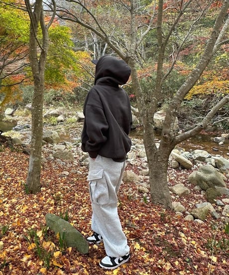 balloon half zip hoodie / Sumi Black