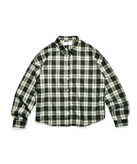 balloon plaid shirt / Green