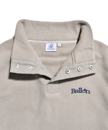balloon fleece half button pullover / Grey