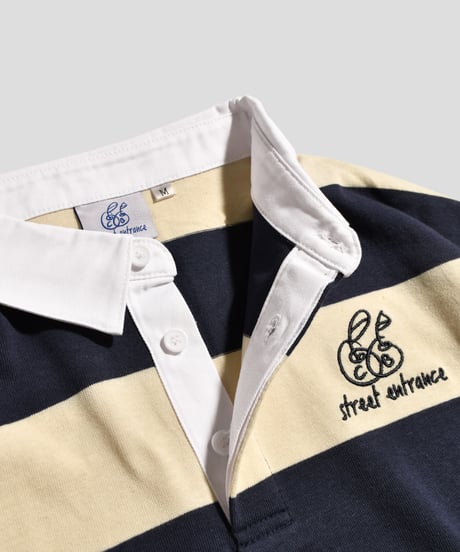 balloon rugger shirt / Navy × Ivory