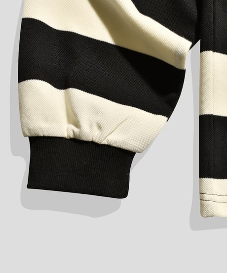 balloon border long tee / Black × Ivory