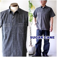 シュガーケーン 　SUGARCANE 　インディゴチェックワークシャツ　39734　メンズ半袖シャツ　アメカジ　東洋エンタープライズ