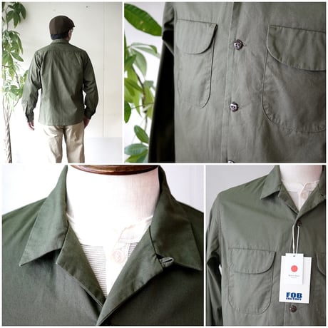 FOBFACTORY 　エフオービーファクトリー　長袖シャツ　オープンカラーシャツ　 F3515　ポプリン
