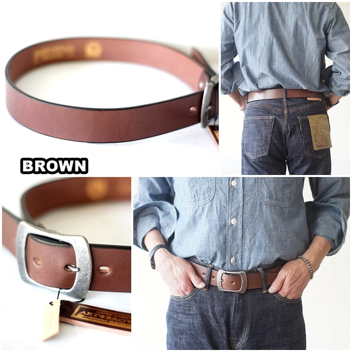 ARTBROWNアートブラウン　レザーベルト　 NDB40014AB 本革 34 ARTBROWN(アートブラウン) レザーベルト NDB40014AB 本革 40mm幅 ギ