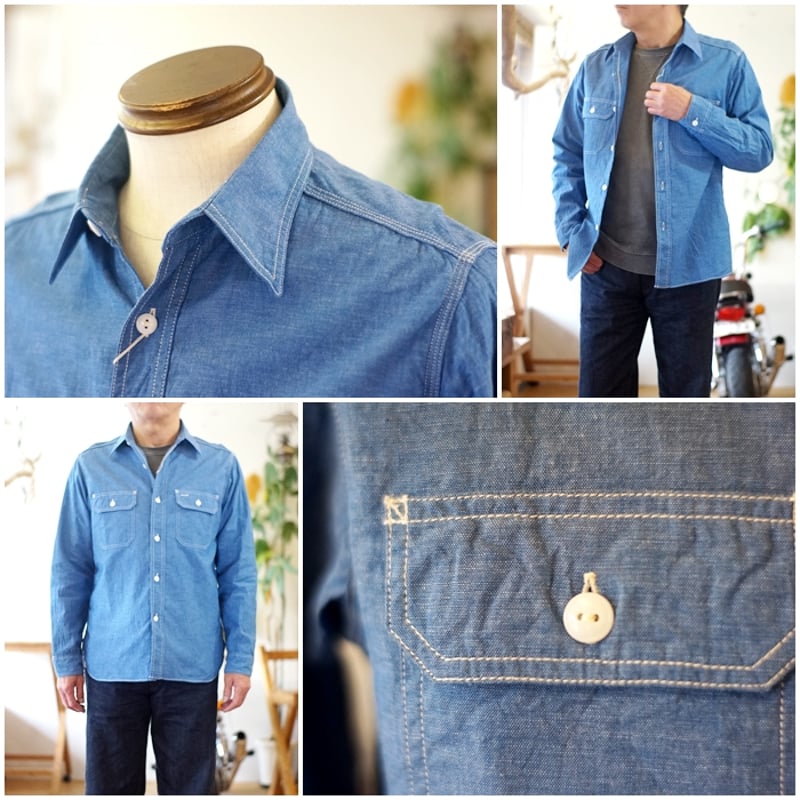 シュガーケーン SUGARCANE シャンブレーワークシャツ 25513 東洋