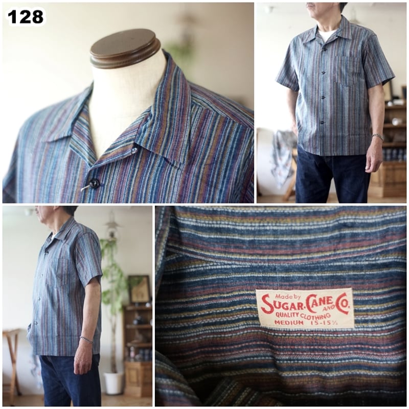SUGARCANE シュガーケーン 半袖オープンカラーシャツ 39520 ストライプ