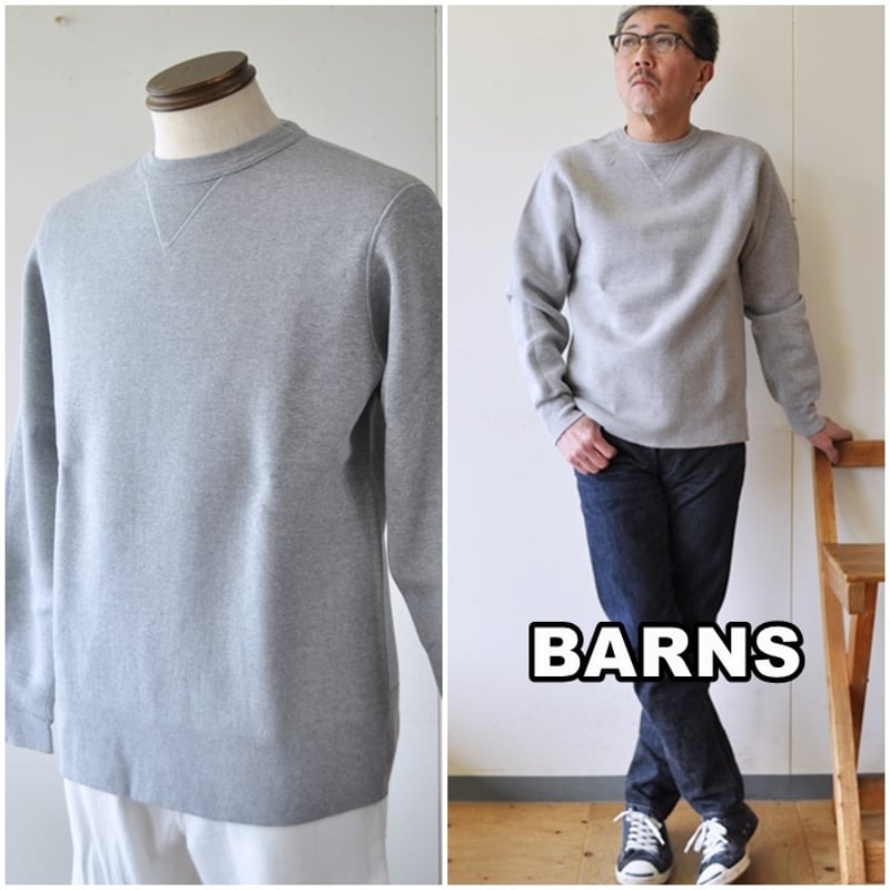 BARNS バーンズ クルーネックスウェット トレーナー BR3000 ダブルV 