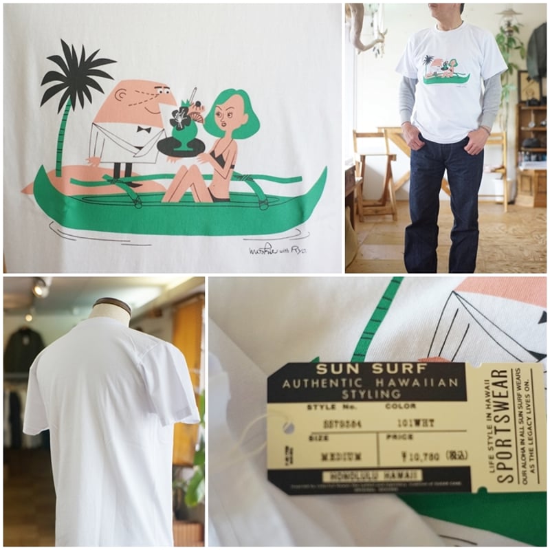 SUN SURF サンサーフ Tシャツ アンクルトリス ホワイトL 新品 SUNSURF サンサーフ アンクルトリス 半袖プリントTシャツ 東洋