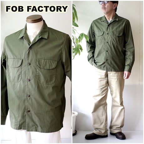 FOBFACTORY 　エフオービーファクトリー　長袖シャツ　オープンカラーシャツ　 F3515　ポプリン