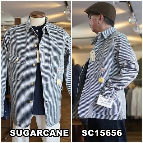 sugarcane シュガーケーン 15656 ストライプ カバーオール 11oz. HICK