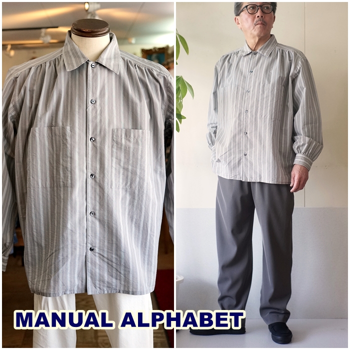 MANUAL ALPHABET マニュアルアルファベット 長袖ワイドシャツ M メンズ MANUAL ALPHABET マニュアルアルファベット 長袖ワイドシャツ M
