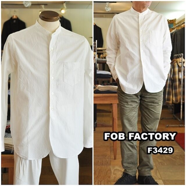 FOB FACTORY(エフオービーファクトリー) 綿素材 バンドカラー長袖