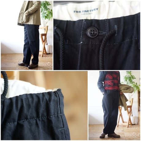 FOB FACTORY（FOBファクトリー） F0508 デニム トラックパンツ / ジーンズ ジーパン / イージーパンツ / 日本製 / DENIM TRACK PANTS