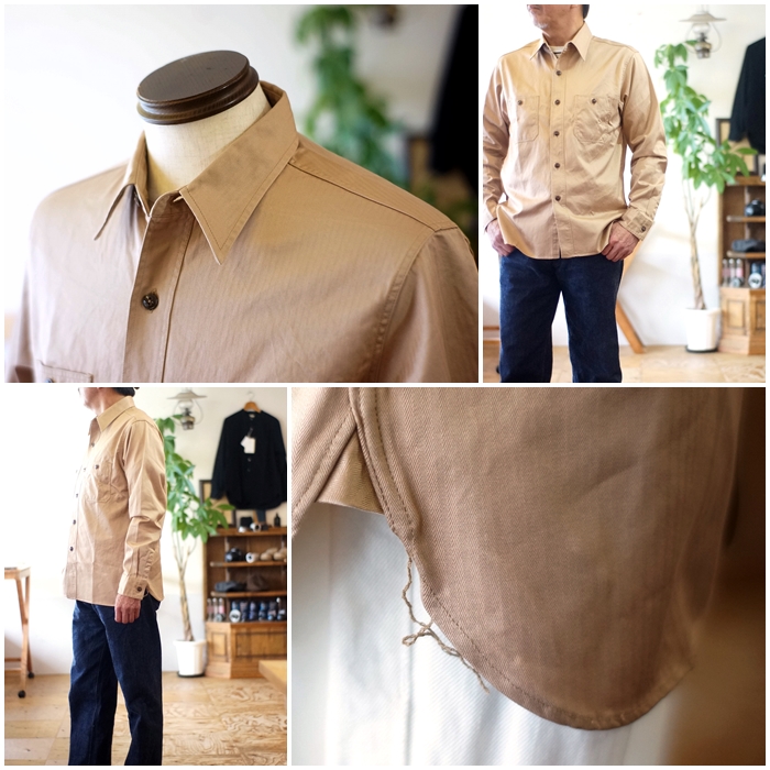 バズリクソンズ　東洋エンタープライズ　ヘリンボーンワークシャツ　半袖シャツ　Ｌ fit=scale-down,w=1200