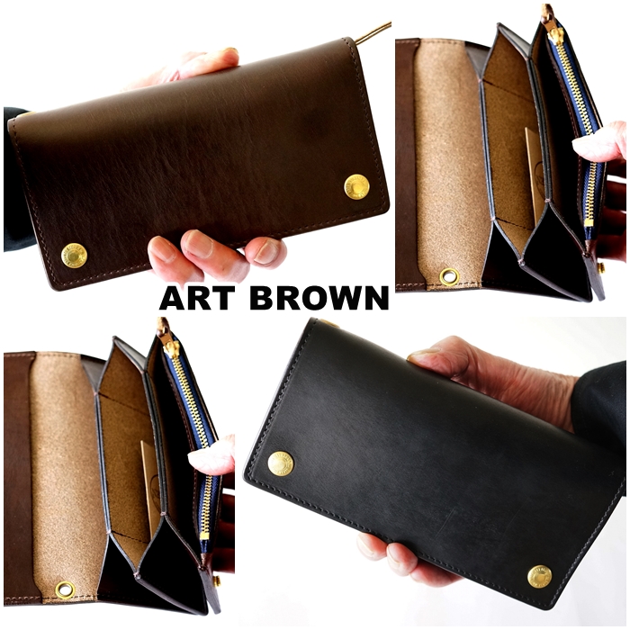 yellow man' ART BROWN レザーロングウォレット ART BROWN 長財布 メンズ ロングウォレット 本革 ARTBROWN