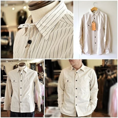 SUGARCANE シュガーケーン　ウォバッシュワークシャツ　２７０７６メンズ　ウォバッシュストライプ柄シャツ