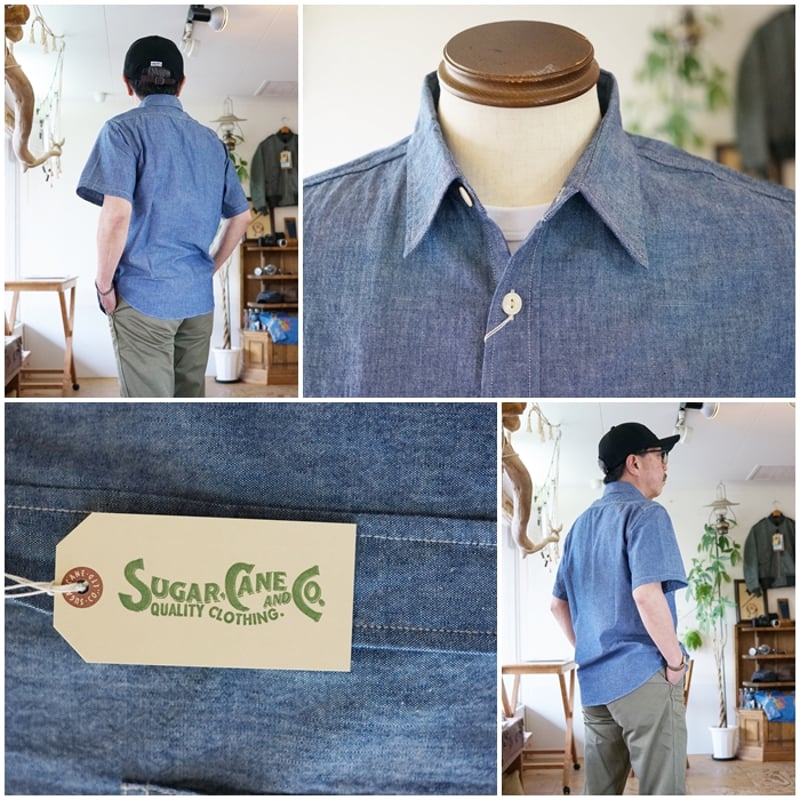 ※値下げ【定番】SUGAR CANE 半袖シャンブレーシャツ M SUGARCANE シュガーケーン 半袖シャンブレーシャツ 37941 東洋