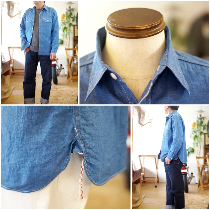 ちゅん シュガーケーン SUGARCANE シャンブレーワークシャツ 25513 東洋