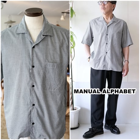 MANUALALPHABET マニュアルアルファベット　オープンカラー半袖シャツ mas839 コットンシルク