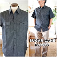 SUGARCANE 　シュガーケーン　ブラックシャンブレーシャツ 　半袖ワークシャツ　ワークシャツ　東洋エンタープライズ　39307