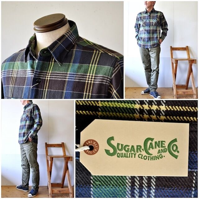 sugarcane シュガーケーン ツイルチェックワークシャツ ネルシャツ