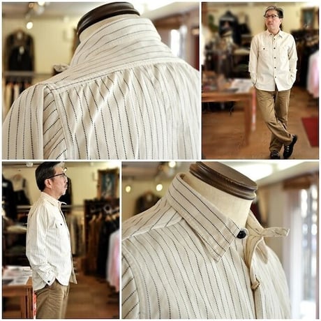 SUGARCANE シュガーケーン　ウォバッシュワークシャツ　２７０７６メンズ　ウォバッシュストライプ柄シャツ
