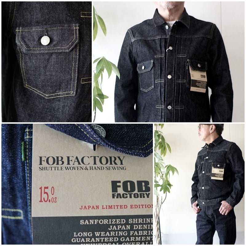 FOB FACTORY コーティング デニムジャケット ブラック FOBFACTORY エフオービーファクトリー セカンドモデルGジャン デニム