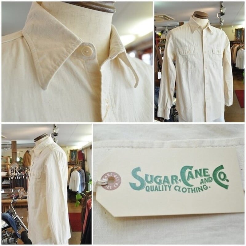 シュガーケーン SUGAR CANE ホワイトシャンブレーワークシャツ