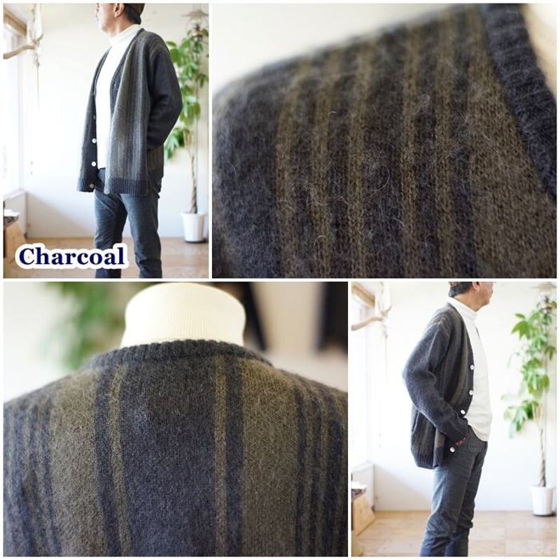 フランクリーダー ストライプ柄woolカーディガン