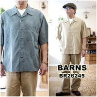 BARNS　バーンズアウトフィッターズ　半袖オープンカラーチェックシャツ　半袖シャツ　BR26245