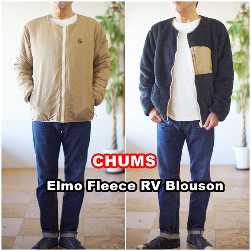 美品　チャムス　CHUMS フリースジャケット エルモ　フーディ ボーダー　M