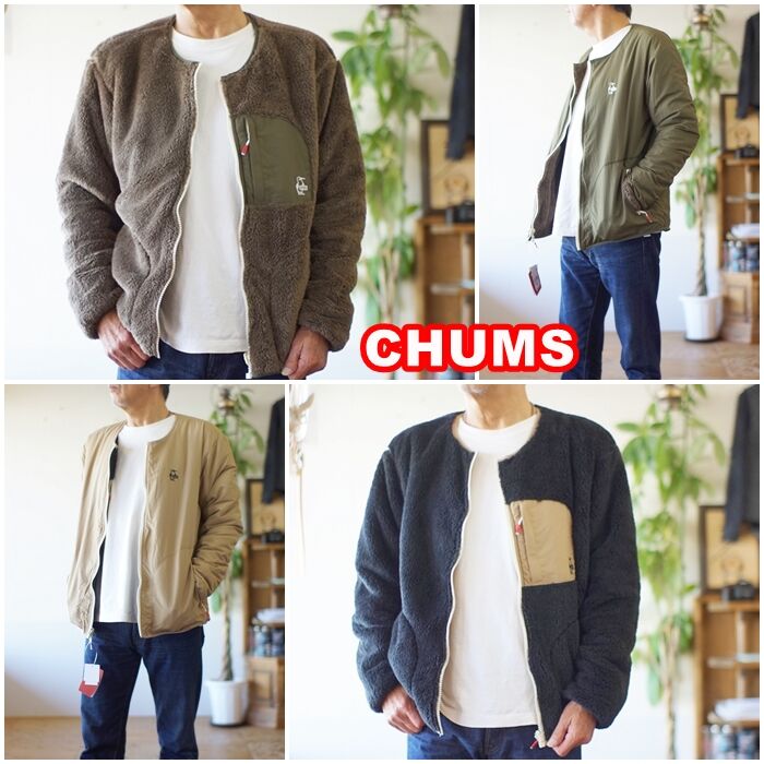 美品　チャムス　CHUMS フリースジャケット エルモ　フーディ ボーダー　M